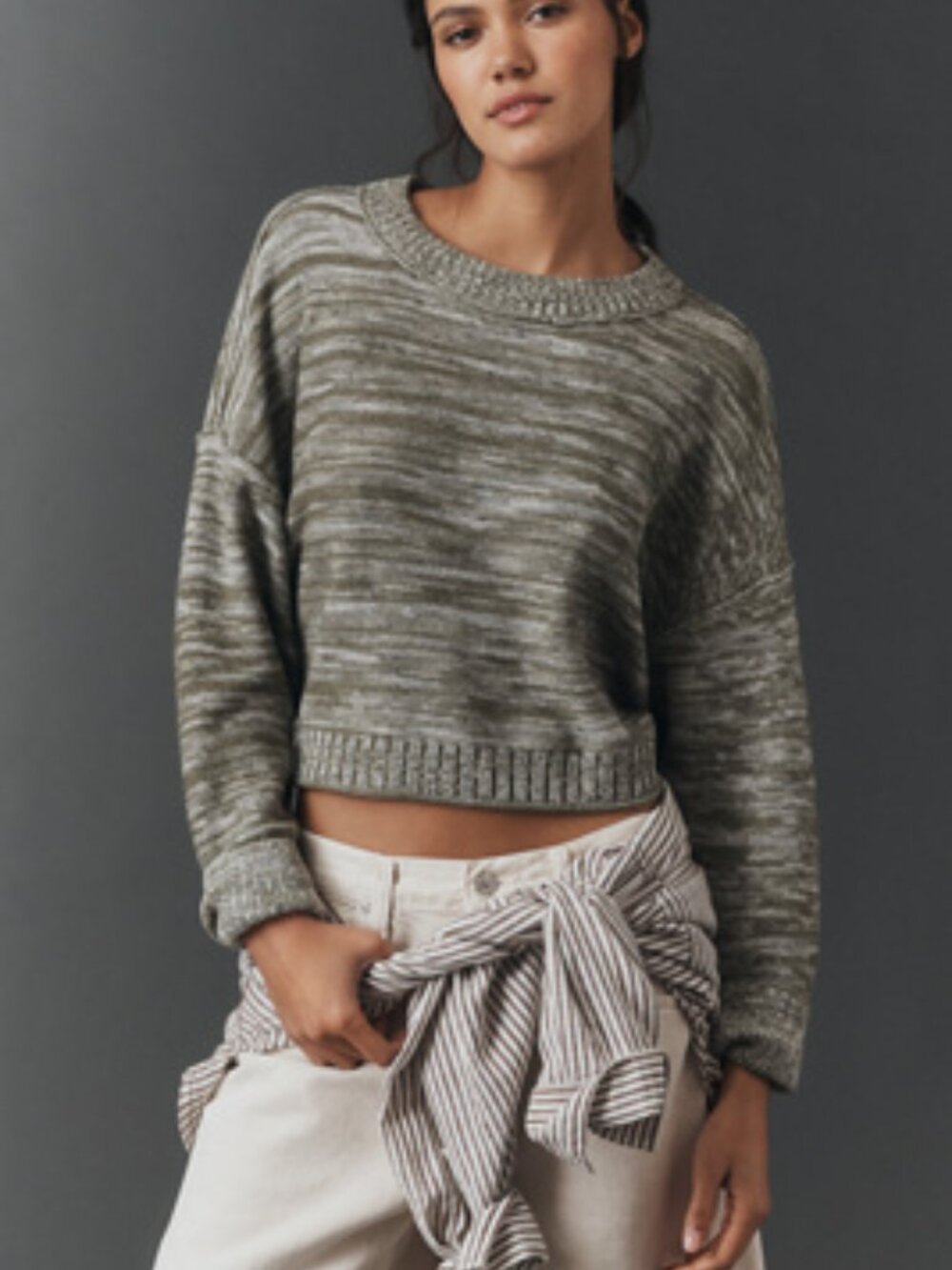 Anthropologie Pilcro Goldie Wool Blend Long-Sleeve Crew-Neck Sweater M